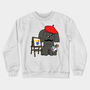 Funny black dog is a painter Crewneck Sweatshirt